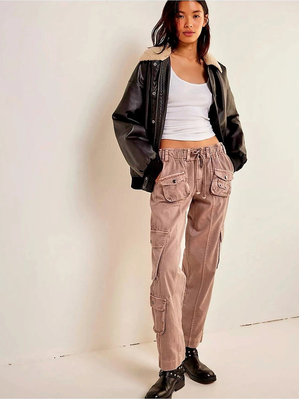 Free People We The Free Tahiti Pull On Cargo Pants Size Women’s Sz M